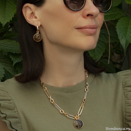 Серьги Fiore Luna, COFFE AGATE